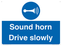sound-horn-drive-slowly-warehousing-and-delivery-sign~
